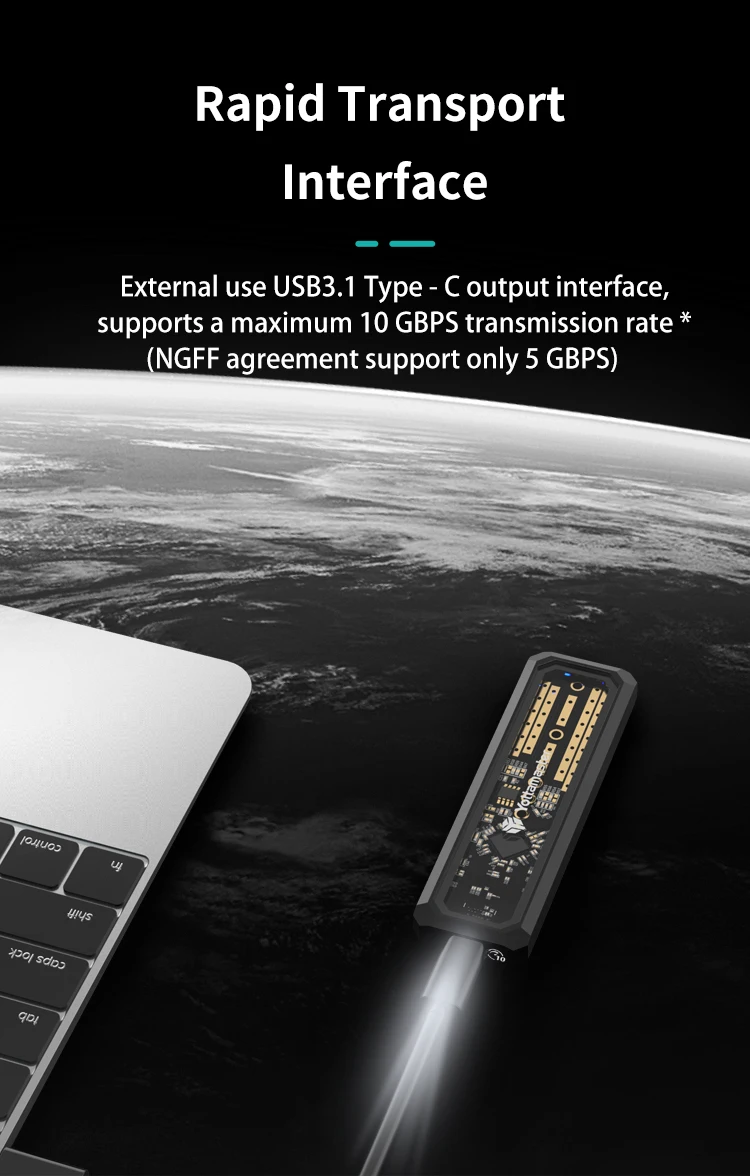 Yottamaster DF3 M2 NVMe SATA SSD Enclosure USB3.1 GEN2 Type C Interface 10Gbps M2 Enclosure for M-Key B-Key B+M Key SSD Case