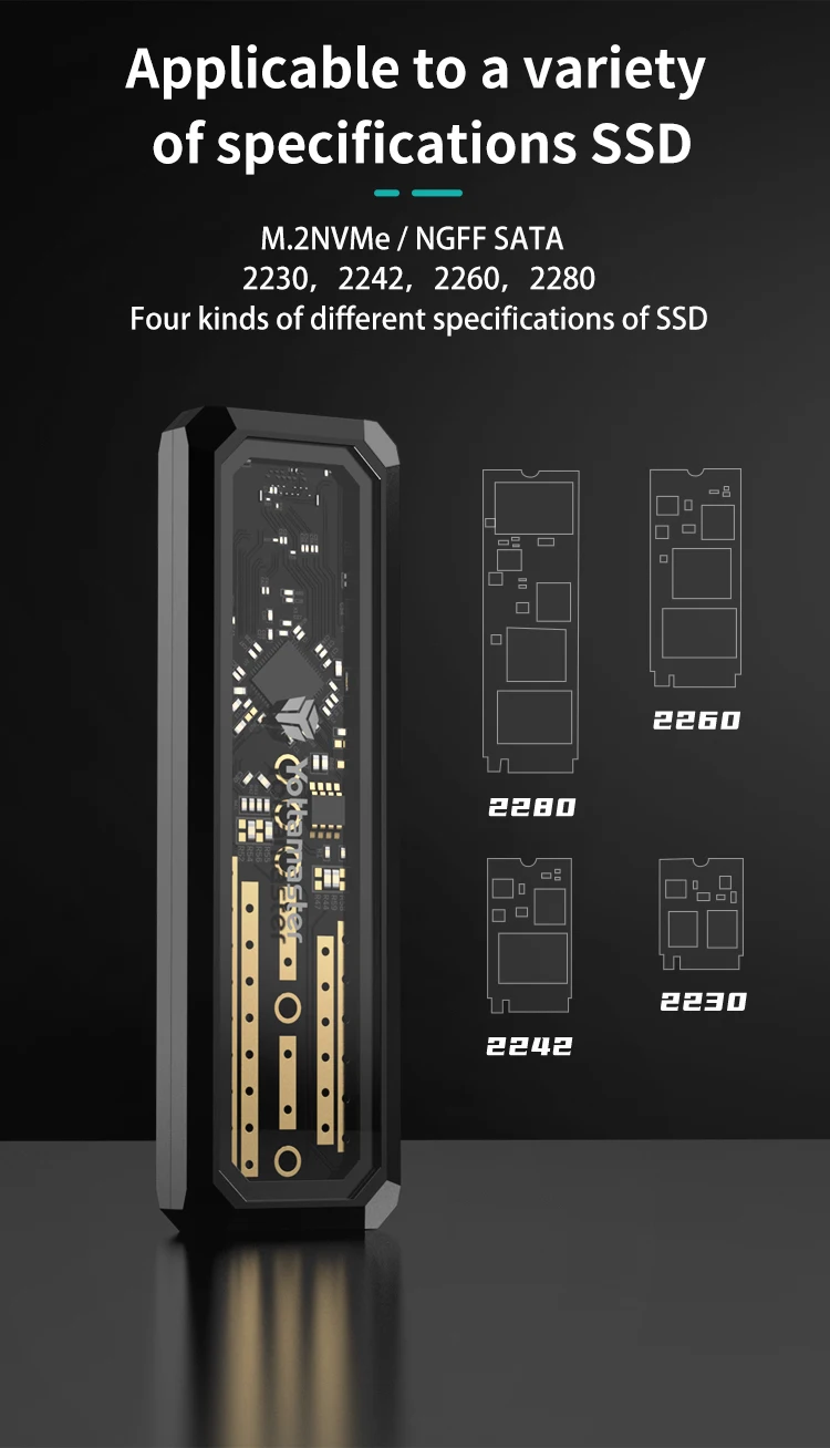 Yottamaster DF3 M2 NVMe SATA SSD Enclosure USB3.1 GEN2 Type C Interface 10Gbps M2 Enclosure for M-Key B-Key B+M Key SSD Case