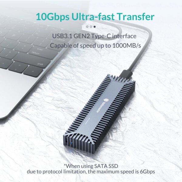 Yottamaster SO2-C3 M.2 NVMe SATA SSD Enclosure USB 3.1 Gen 2 10 Gbps UASP 2TB Max B-Key M-Key B&M Key External Hard Drive Case - Image 3