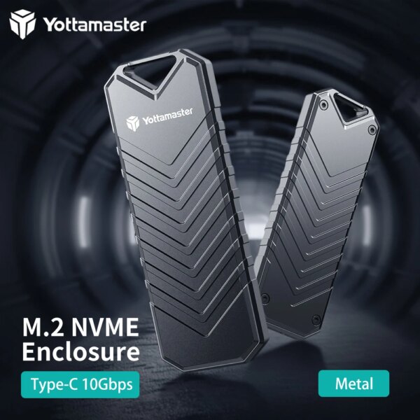 Yottamaster Dual Protocol M.2 SSD Case M.2 NVMe/SATA Hard Disk Enclosure Type-C USB3.2 Gen2 10Gbp M-key B&M-key 4TB Capacit