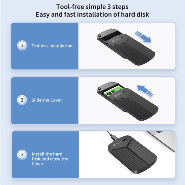 Yottamaster HDD 2.5" Hard Drive Enclosure SATA to Type-C HDD SSD Hard Disk Case for Support UASP for 7~9.5mm 2.5 Inch SSD/HDD - Image 6