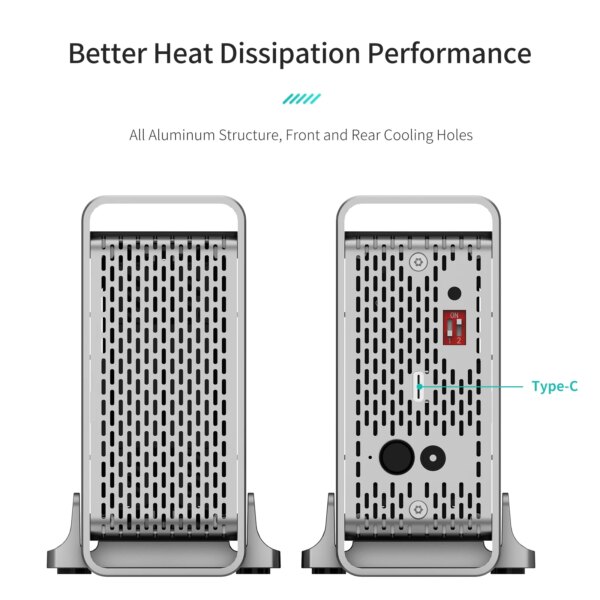 Yottamaster USB3.1 Gen2 10Gbps Type-C 2-Bay RAID Enclosure Support RAID 0 /1 /SPAN 3 RAID Mode SATA External Hard Drive Storage - Image 4