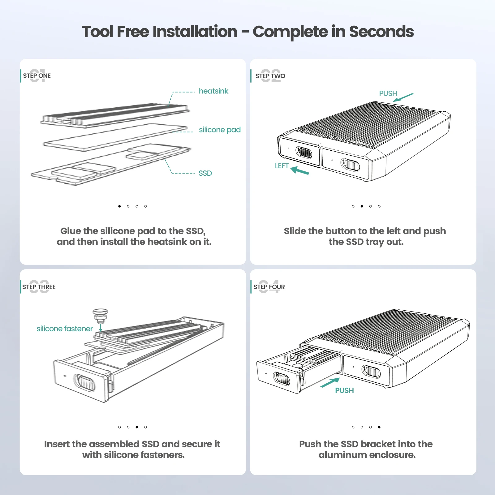 Yottamaster Tool-Free Dual Bay USB C NVMe SATA Enclosure to USB3.1 GEN2 Type-C 10Gbps 4TB(8TB Max) for Windows Mac OS Linux