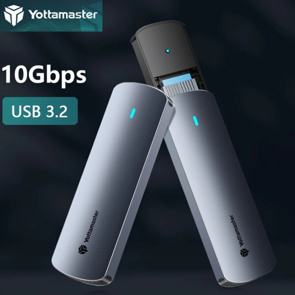 Yottamaster M.2 NVMe/SATA Dual Protocol Hard Drive Disk Enclosure Type-C USB3.2 Gen2 10Gbp SSD External Case NGFF HD Storage Box