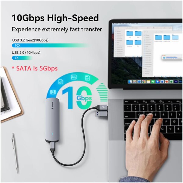 Yottamaster M.2 NVMe/SATA Dual Protocol Hard Drive Disk Enclosure Type-C USB3.2 Gen2 10Gbp SSD External Case NGFF HD Storage Box - Image 2