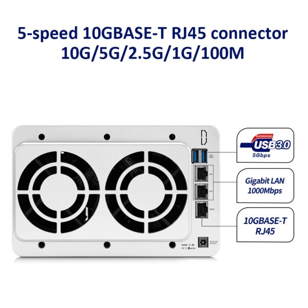 TerraMaster F5-422 10GbE NAS 5-Bay Network Storage Server Intel Quad-Core CPU with Hardware Encryption (Diskless) - Image 2