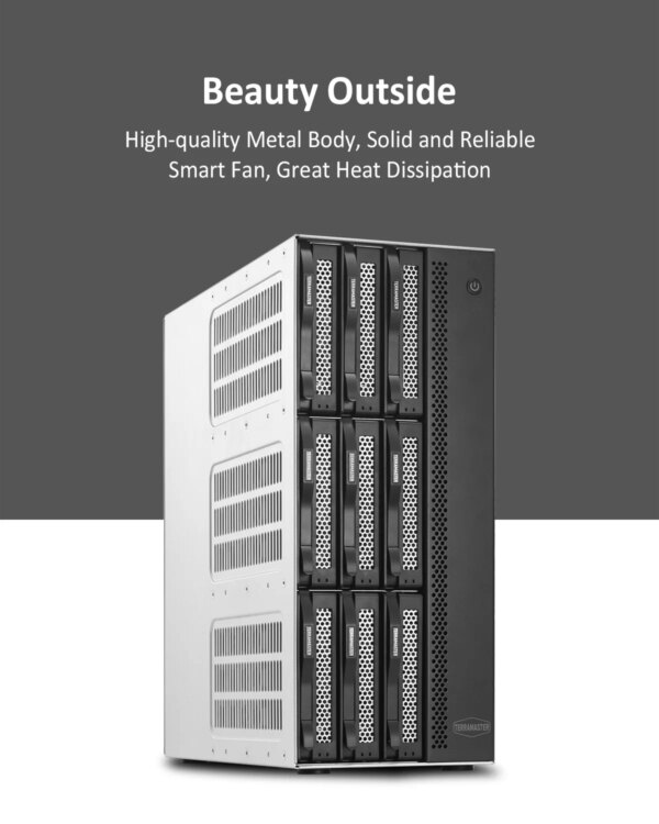 TERRAMASTER T9-450 9Bay Network Attached Storage, Atom C3558R Quad-core, 8GB DDR4, Dual SFP+ 10GbE, Dual 2.5GbE Ports(Diskless) - Image 2