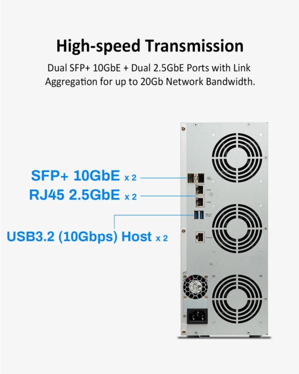 TERRAMASTER T9-450 9Bay Network Attached Storage, Atom C3558R Quad-core, 8GB DDR4, Dual SFP+ 10GbE, Dual 2.5GbE Ports(Diskless) - Image 4