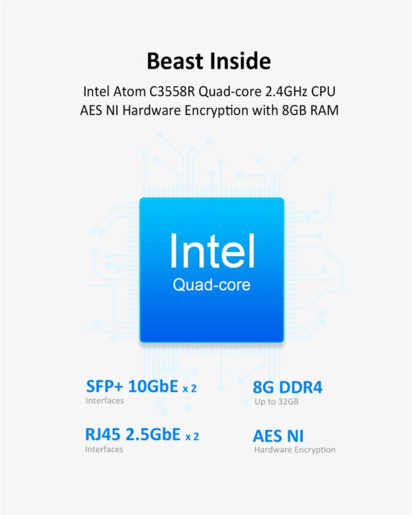 TERRAMASTER T9-450 9Bay Network Attached Storage, Atom C3558R Quad-core, 8GB DDR4, Dual SFP+ 10GbE, Dual 2.5GbE Ports(Diskless) - Image 3