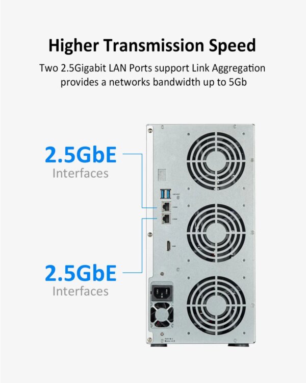 TERRAMASTER T12-423 12-Bay High Performance NAS for SMB with Quad-core CPU,8GB DDR4 Memory,2x2.5GbE Ports,Network Storage Server - Image 3