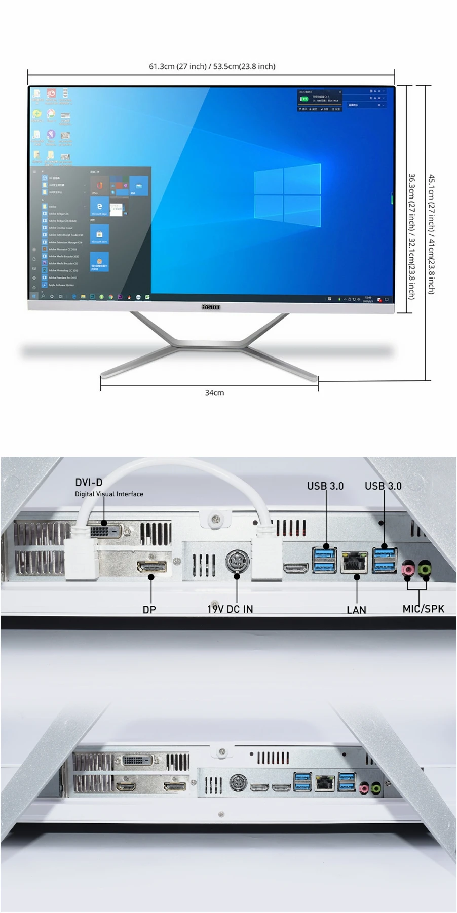 Intel 14 Cores i7 13700H Gaming PC White 27 Inch All in One Computer DDR4 with NVIDIA RTX3050 GDDR6 6G for PC Gamer