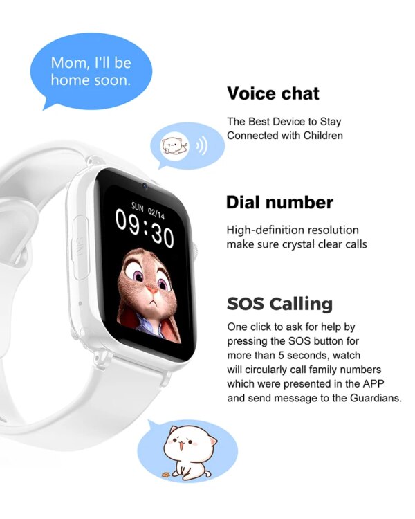 Kids Smart Watch 2/4G Sim Card LBS Tracker SOS Camera Children For Mobile Phone Voice Chat Math Game Flashlight Kids Smart Watch - Image 5