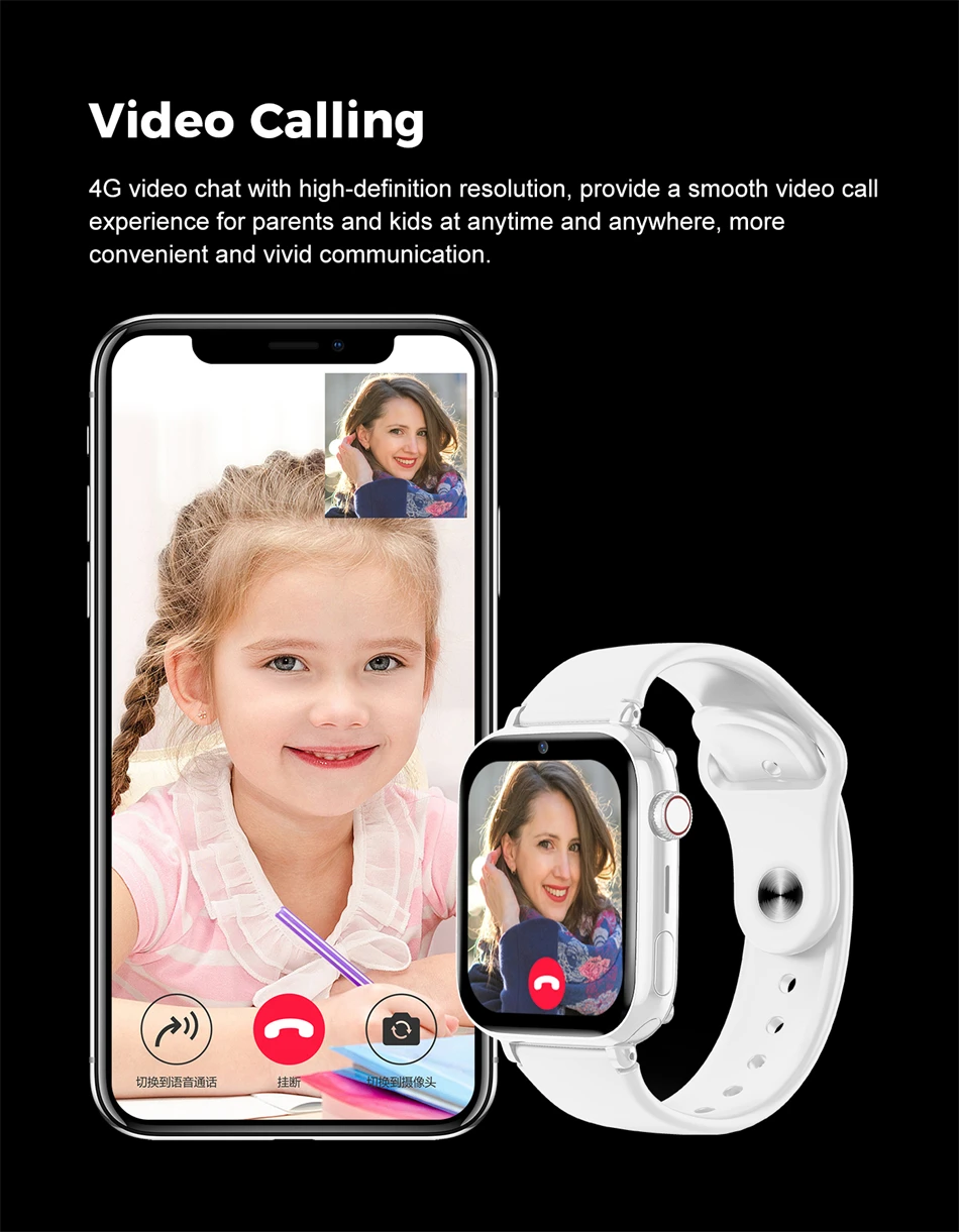 Kids Smart Watch 2/4G Sim Card LBS Tracker SOS Camera Children For Mobile Phone Voice Chat Math Game Flashlight Kids Smart Watch