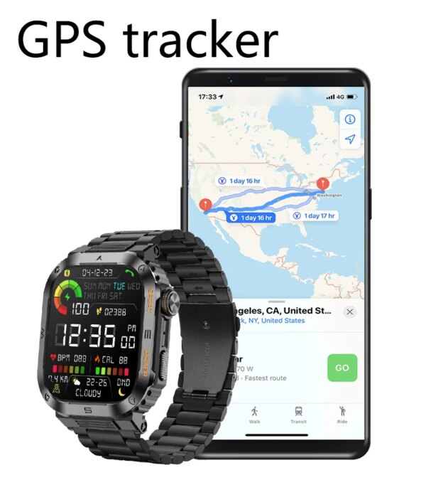 New GPS Smart Watch 2.01 Inch Screen 400 MAh Bluetooth Call Voice Assistant Watch Sports Fitness Waterproof Smartwatch For Men - Image 3