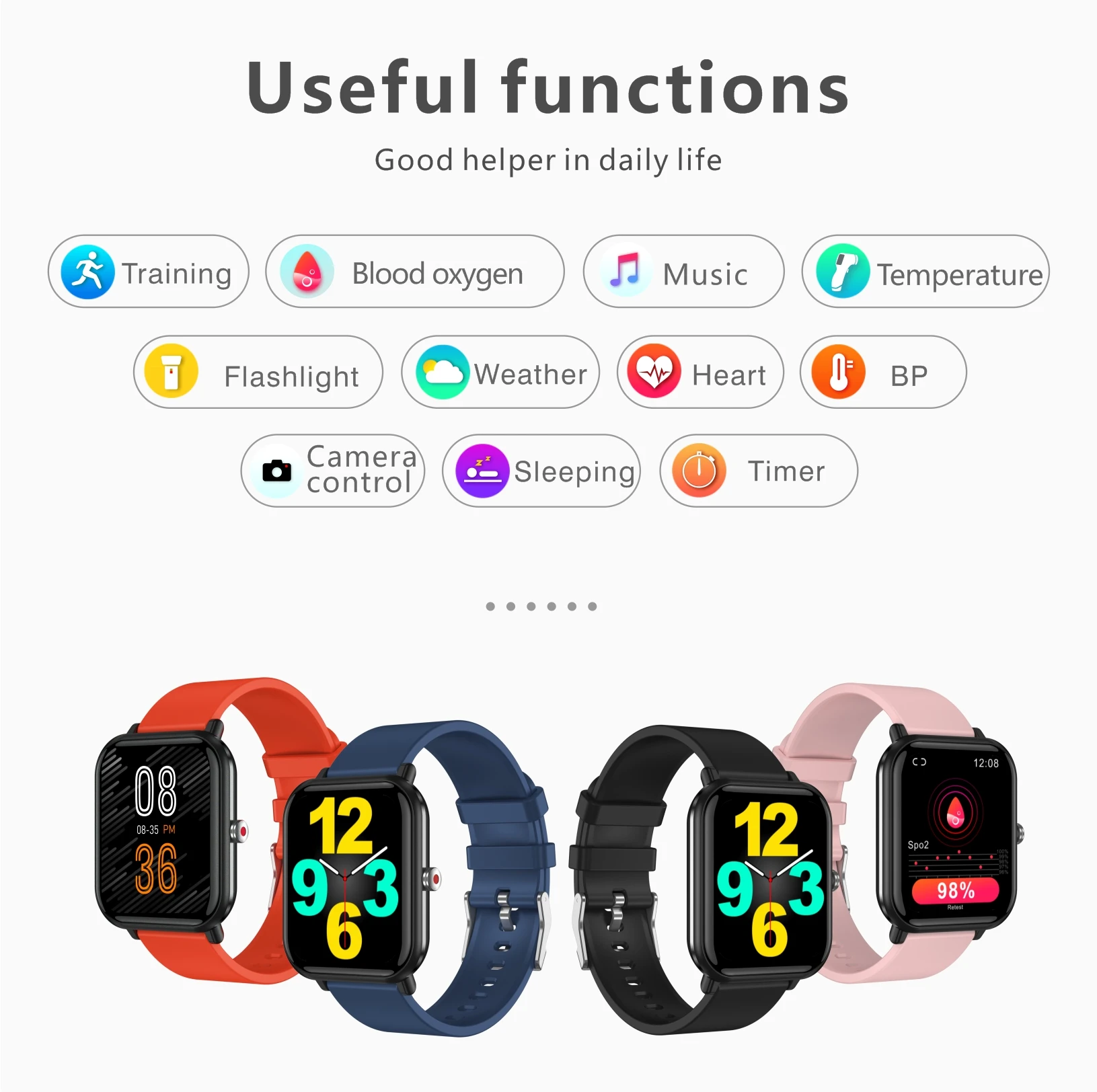 IP68 Waterproof Smart Watch Body Temperature Monitor Music Control Sports Waterproof Smart Watch For Men Women Smartwatch 2024