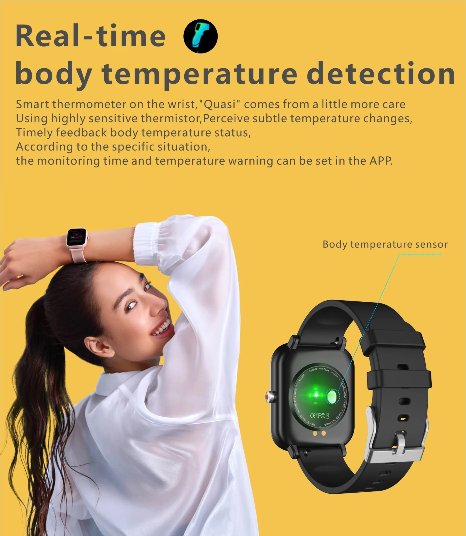 IP68 Waterproof Smart Watch Body Temperature Monitor Music Control Sports Waterproof Smart Watch For Men Women Smartwatch 2024