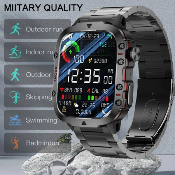 New HD Smart Watch 1.96 Inch Screen 420 MAh Bluetooth Call Voice Assistant Watch Sports Fitness Waterproof Smartwatch For Men