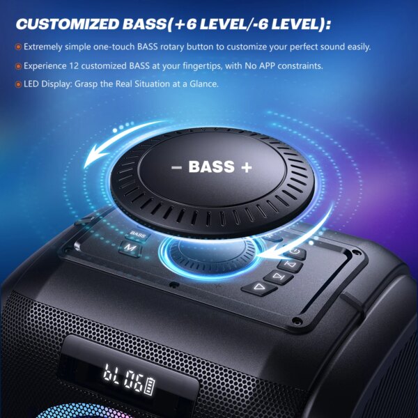 W-KING 250W PEAK Large Bluetooth Speaker Loudest/Massive 120dB/12 Custom Bass, V5.3 Big Party Boombox Portable Speaker Wireless - Image 4