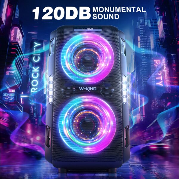 W-KING 250W PEAK Large Bluetooth Speaker Loudest/Massive 120dB/12 Custom Bass, V5.3 Big Party Boombox Portable Speaker Wireless - Image 6