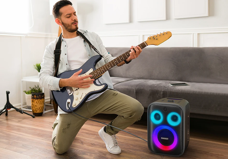 Tronsmart Halo 200 Speaker Bluetooth Speaker with 3 Way Sound System, Built-in/Wired Mic, Guitar Input, APP Control, for Party