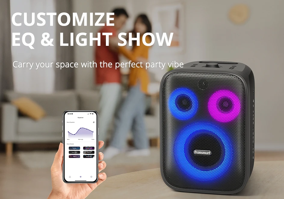 Tronsmart Halo 200 Speaker Bluetooth Speaker with 3 Way Sound System, Built-in/Wired Mic, Guitar Input, APP Control, for Party