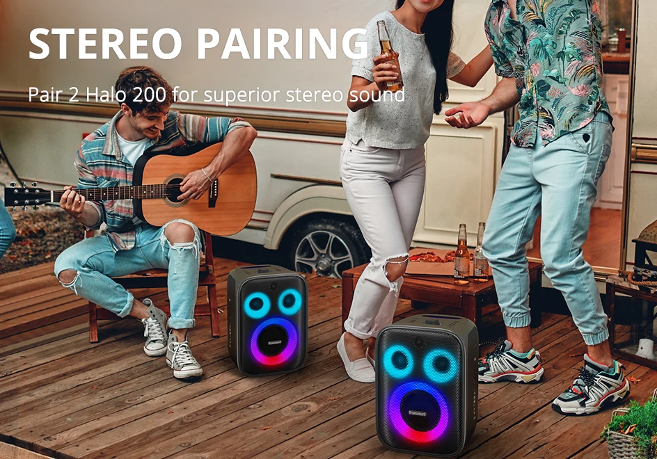 Tronsmart Halo 200 Speaker Bluetooth Speaker with 3 Way Sound System, Built-in/Wired Mic, Guitar Input, APP Control, for Party