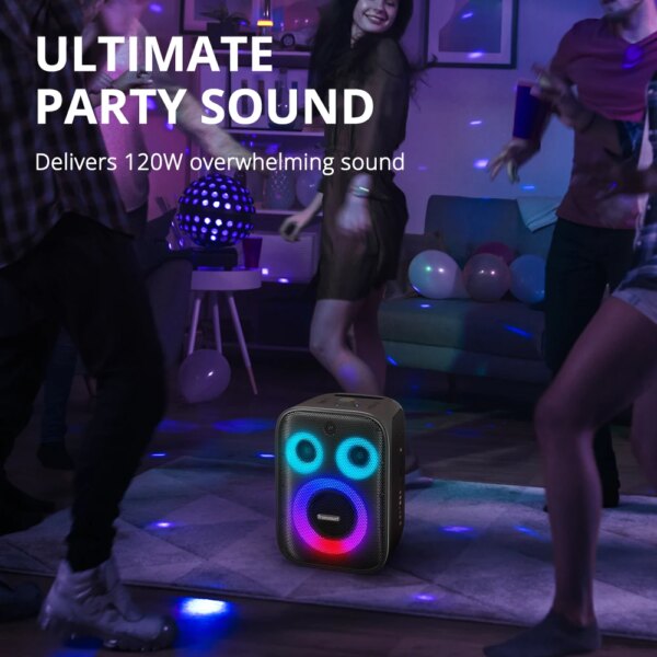 Tronsmart Halo 200 Speaker Bluetooth Speaker with 3 Way Sound System, Built-in/Wired Mic, Guitar Input, APP Control, for Party - Image 4