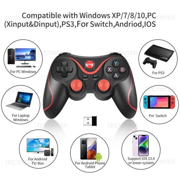 Terios T3 Support Bluetooth Gamepad For Android Phone PC Joystick Controle Wireless Game Controller For Switch/PS3 Accessorie - Image 3