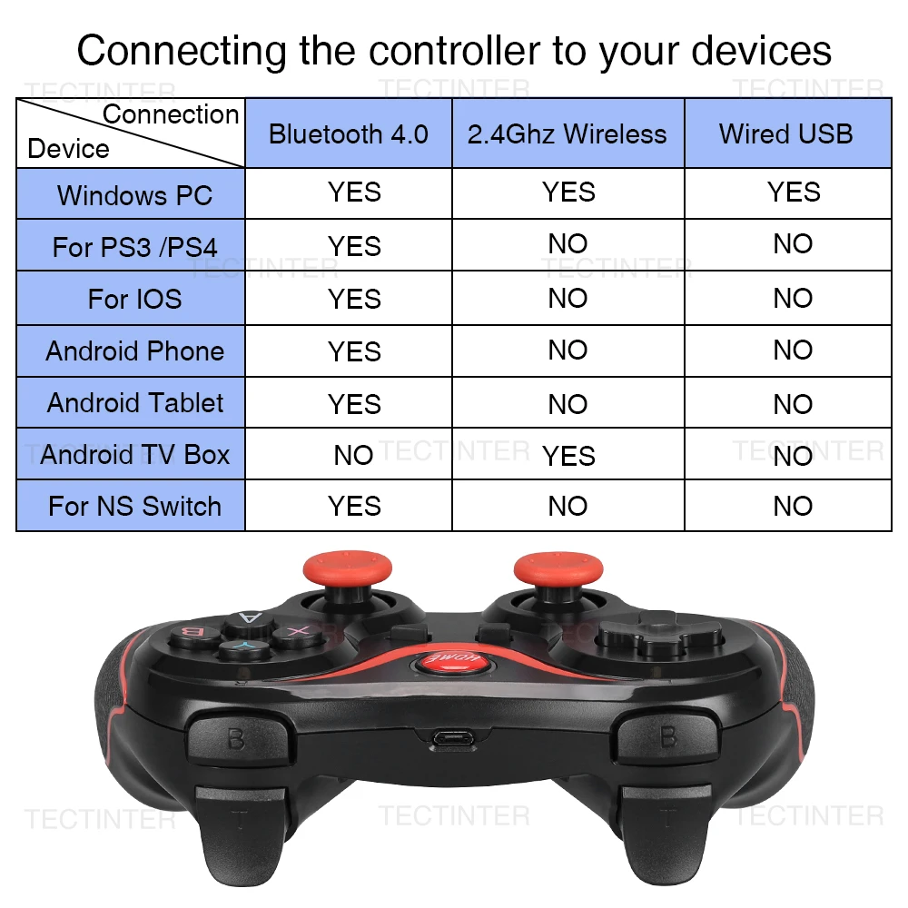 Terios T3 Support Bluetooth Gamepad For Android Phone PC Joystick Controle Wireless Game Controller For Switch/PS3 Accessorie