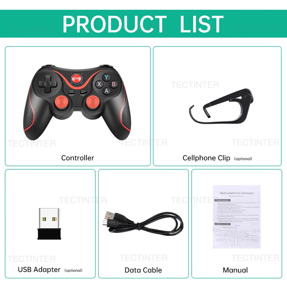 Terios T3 Support Bluetooth Gamepad For Android Phone PC Joystick Controle Wireless Game Controller For Switch/PS3 Accessorie