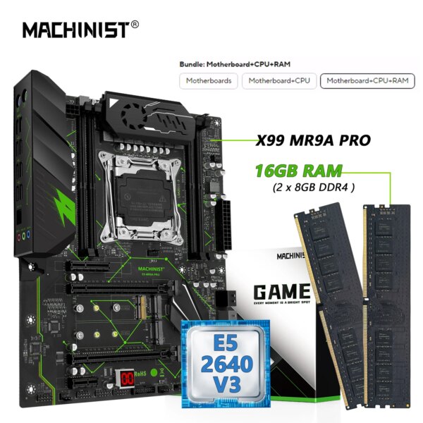 MACHINIST MR9A PRO X99 Motherboard Kit  combo with Xeon E5 2640 V3 CPU And DDR4 16GB RAM Memory Set Four Channel ATX