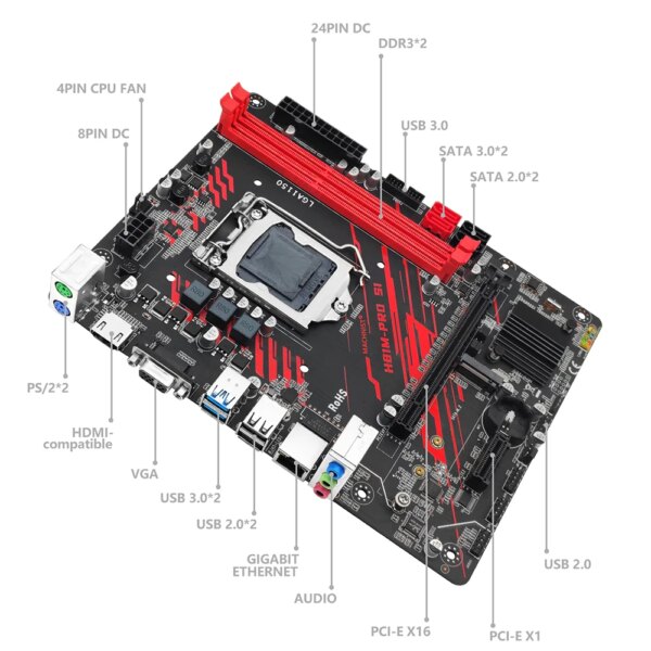 MACHINIST H81 Motherboard LGA 1150 NVME M.2 Slot Support i3 i5 i7/Xeon E3 V3 Processor DDR3 RAM H81M-PRO S1 Mainboard - Image 2