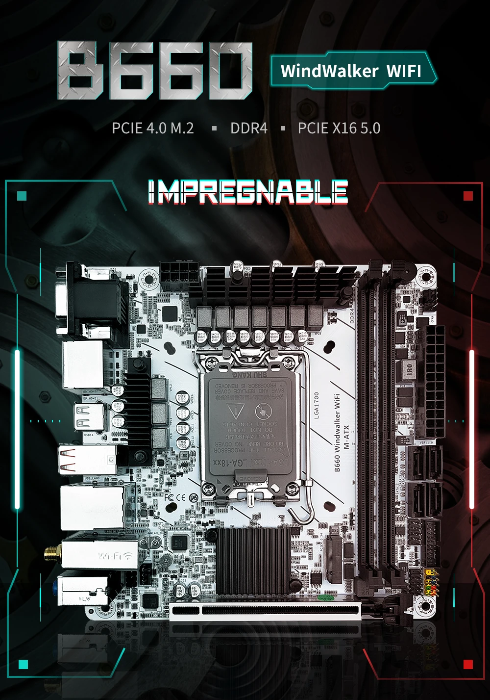 MACHINIST B660 Windwalker DDR4 Motherboard Support 12 13 Gen and Intel LGA 1700 CPU 12100F/12400F/12490F/12600F/12700F/13600F