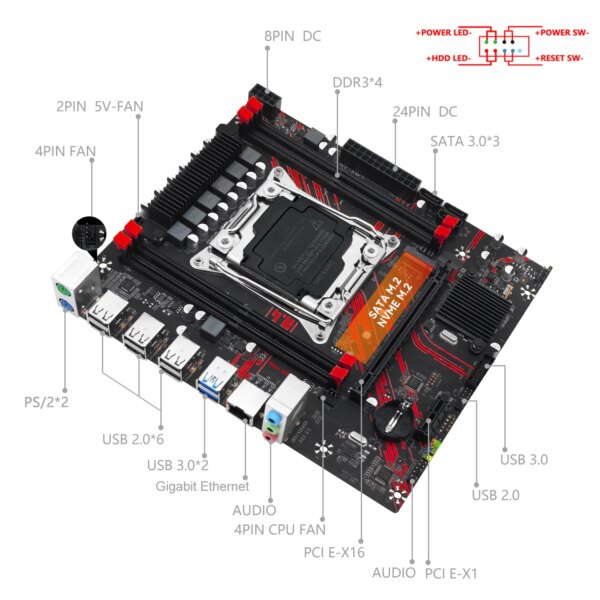 MACHINIST X99 PR8 Motherboard Set Kit With Intel LGA2011-3 Xeon E5 2666 V3 CPU And DDR3 2*16GB RAM Memory combo - Image 3