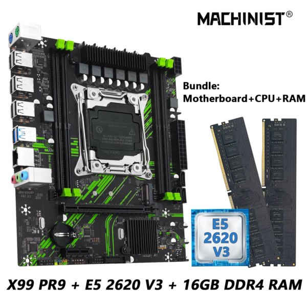 MACHINIST X99 Motherboard kit with Intel Xeon E5 2620 V3 CPU + DDR4 8GBx2 2133MHz Dual-Channel RAM Set Computer Combo