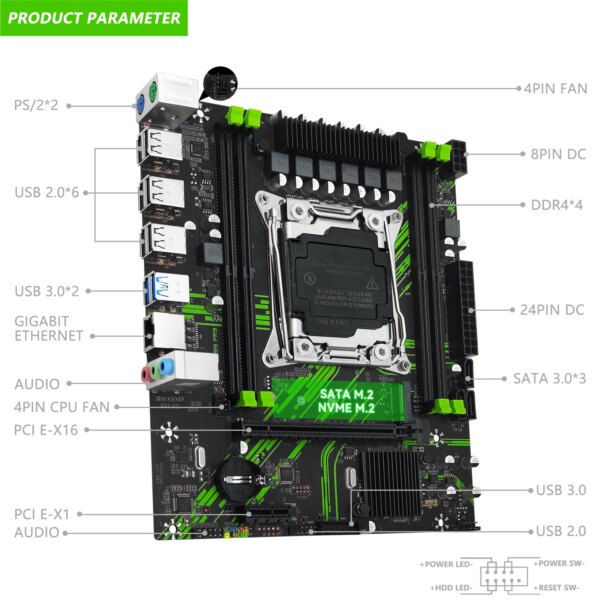 MACHINIST X99 PR9 X99 Motherboard Combo LGA 2011-3 Intel Xeon e5 2640 v3 cpu kit support DDR4 RAM SATA/NVME M.2 Slot USB 3.0 - Image 2