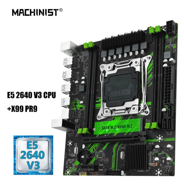 MACHINIST X99 PR9 X99 Motherboard Combo LGA 2011-3 Intel Xeon e5 2640 v3 cpu kit support DDR4 RAM SATA/NVME M.2 Slot USB 3.0