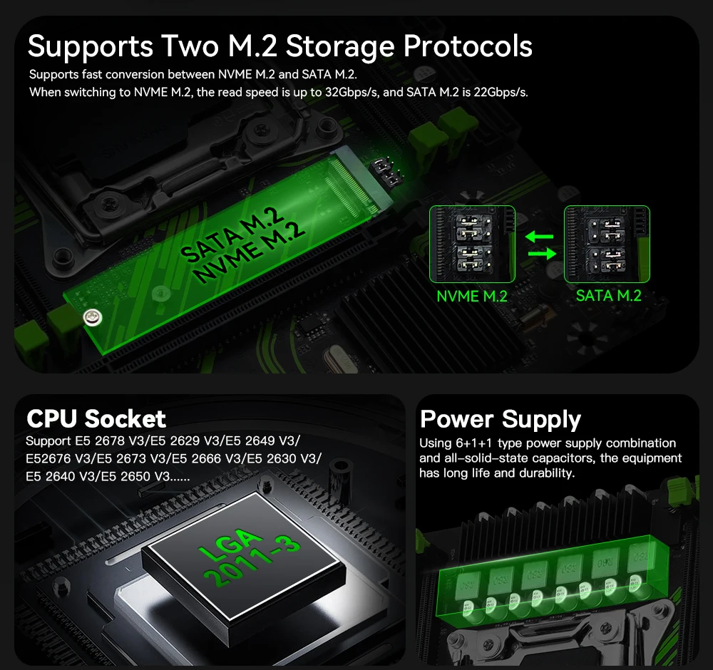 MACHINIST X99 PR9 X99 Motherboard Combo LGA 2011-3 Intel Xeon e5 2640 v3 cpu kit support DDR4 RAM SATA/NVME M.2 Slot USB 3.0