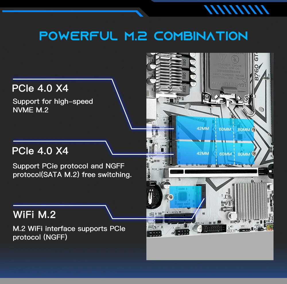 MACHINIST B760 GT4 DDR4 Motherboard LGA 1700 Support Intel Core I3/i5/i7/i9 12th 13th Processor CPU Dual Channel Memory