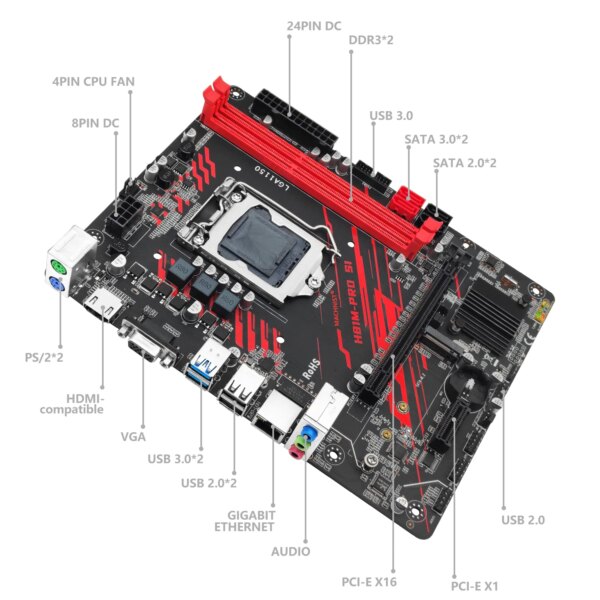 MACHINIST H81 Motherboard LGA 1150 NVME M.2 Slot Support i3 i5 i7/Xeon E3 V3 Processor DDR3 RAM H81M-PRO S1 Mainboard - Image 3