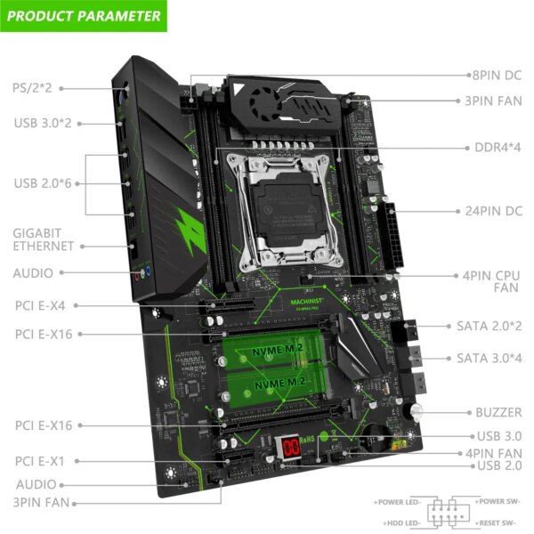 MACHINIST MR9A PRO Motherboard Support LGA 2011-3 Xeon E5 V3 V4 CPU processor DDR4 RAM Four channel Memory NVME M.2 USB 2.0 ATX - Image 3