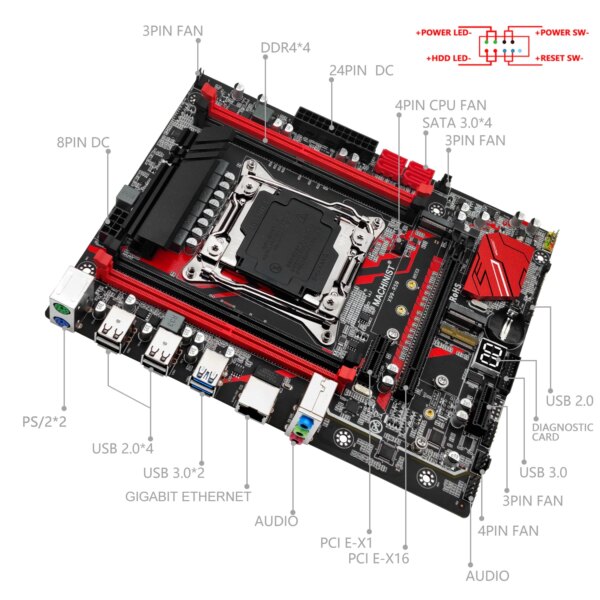 MACHINIST RS9 X99 Motherboard Combo LGA 2011-3 Set Xeon E5 2670 V3 Kit CPU Processor DDR4 32GB RAM Memory NVME M.2 four channels - Image 2