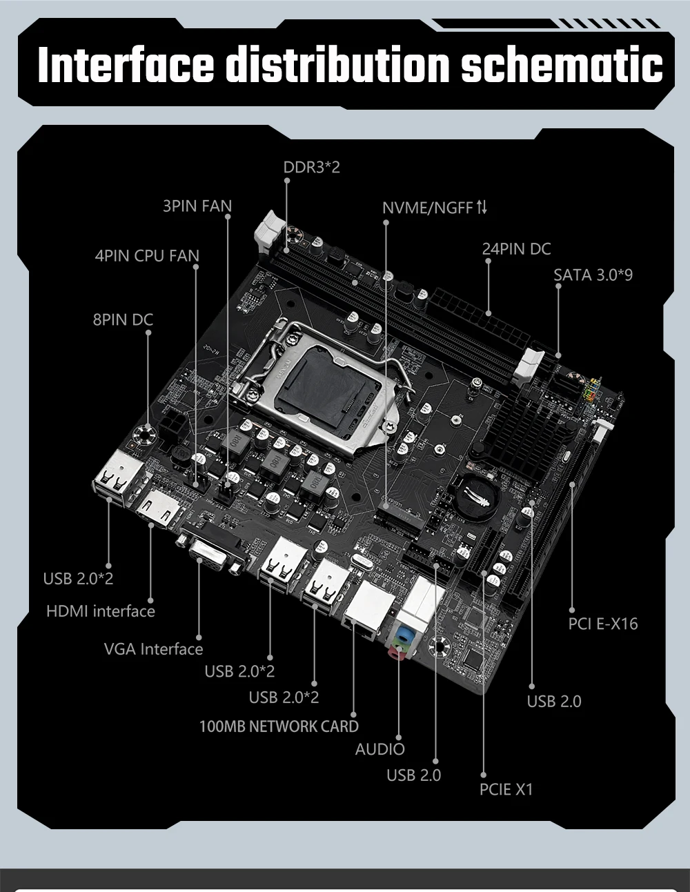 MACHINIST H61 Motherboard LGA 1155 DDR3 RAM Compatible With Intel Core CPUs 2nd And 3rd Generations Supports M.2 NVME SDD