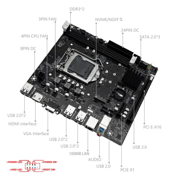 MACHINIST H61 Motherboard LGA 1155 DDR3 RAM Compatible With Intel Core CPUs 2nd And 3rd Generations Supports M.2 NVME SDD - Image 3