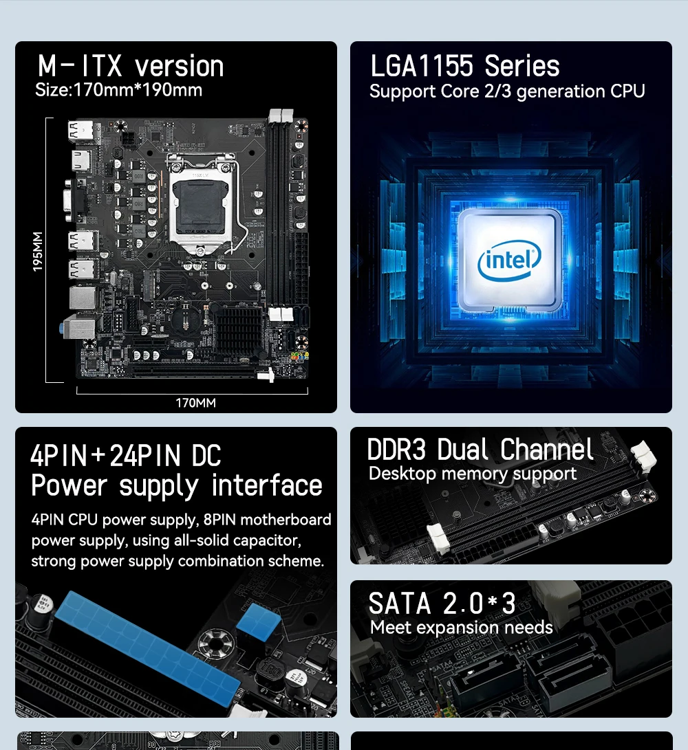 MACHINIST H61 Motherboard LGA 1155 DDR3 RAM Compatible With Intel Core CPUs 2nd And 3rd Generations Supports M.2 NVME SDD