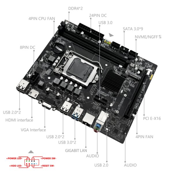 MACHINIST H110 Motherboard Supports LGA 1151 Intel Core CPU  DDR4 RAM And M.2 NVME SDD VGA HDMI - Image 5