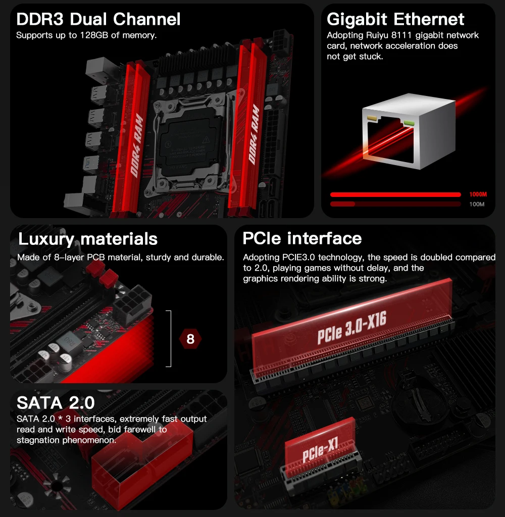 MACHINIST PR8-H X99 motherboard Support LGA 2011-3 Xeon E5 V3 V4 CPU Processor DDR3 RAM with M.2 slot USB2.0