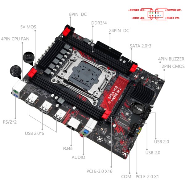 MACHINIST PR8-H X99 motherboard Support LGA 2011-3 Xeon E5 V3 V4 CPU Processor DDR3 RAM with M.2 slot USB2.0 - Image 4