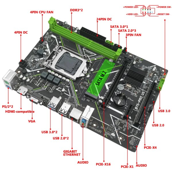 MACHINIST B75 LGA 1155 Motherboard With NGFF M.2 HDMI VGA interface Support Intel i3/i5/i7 CPU  DDR3 RAM Desktop memory - Image 4