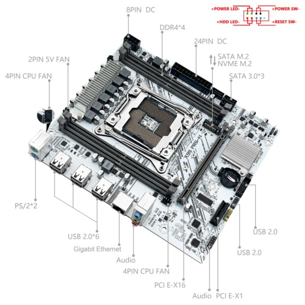 MACHINIST X99 Motherboard Set kit With Intel Xeon E5 2630 V4 LGA 2011-3 CPU + DDR4 16GB RAM support NVME m.2 White PR9-H - Image 2